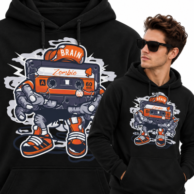 BLUZA Z KAPTUREM ANIMOWANA  ZOMBIE CASSETTE